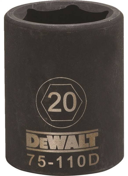 DeWALT DWMT75110OSP Deep Impact Socket, 20 mm Socket, 1/2 in Drive, 6-Point, Steel, Black Oxide