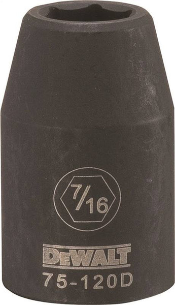 DeWALT DWMT75120OSP Deep Impact Socket, 7/16 in Socket, 1/2 in Drive, 6-Point, Steel, Black Oxide