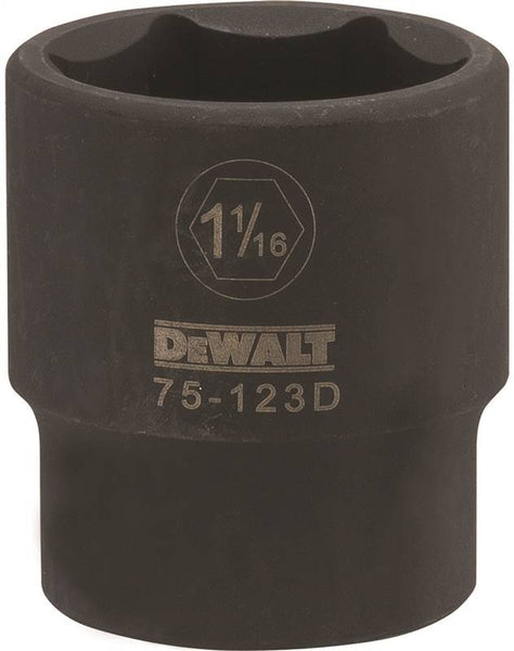 DeWALT DWMT75123OSP Deep Impact Socket, 1-1/16 in Socket, 1/2 in Drive, 6-Point, Vanadium Steel, Chrome Plated