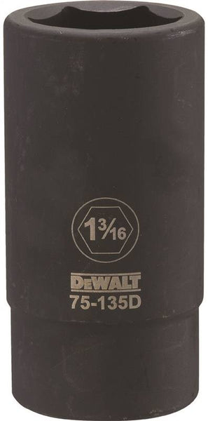 DeWALT DWMT75135OSP Impact Socket, 1-3/16 in Socket, 3/4 in Drive, 6-Point, CR-440 Steel, Black Oxide
