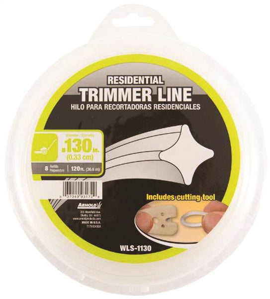 ARNOLD WLS-1130 Trimmer Line, 0.13 in Dia, 120 ft L, Nylon