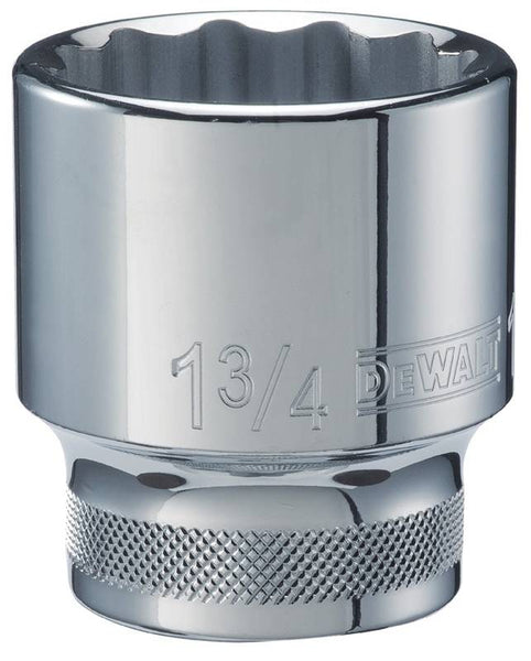 DeWALT DWMT74641OSP Hand Socket, 1-3/4 in Socket, 3/4 in Drive, 12-Point, Vanadium Steel, Polished Chrome