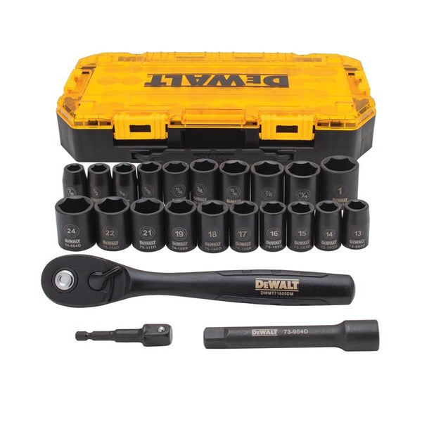 DeWALT DWMT74739 Socket Set, CR-440 Steel, Black Oxide, Specifications: 1/2 in Drive Size