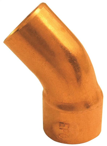 EPC 31206 Street Pipe Elbow, 1 in, Sweat x FTG, 45 deg Angle, Copper