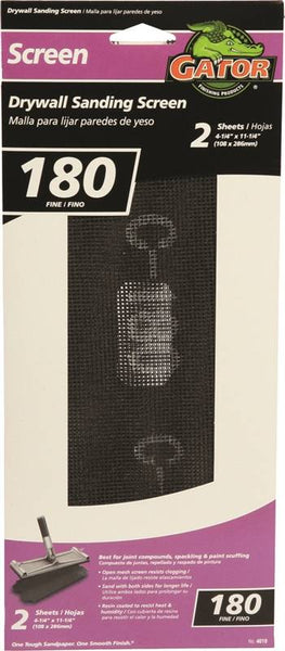 Gator 4019 Sanding Screen, 11-1/4 in L, 4-1/4 in W, 180 Grit, Extra Fine, Silicone Carbide Abrasive