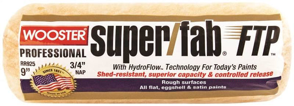 WOOSTER RR925-9 Paint Roller Cover, 3/4 in Thick Nap, 9 in L, Knit Fabric Cover, Lager