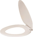 ProSource KJ-873A1-WH Toilet Seat, Elongated, Plastic, White, Plastic Hinge