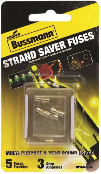 Bussmann BP/MAS-3A Fast Acting Fuse, 3 A, Glass Body