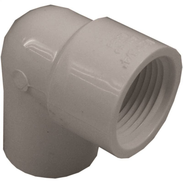 LASCO 407074BC Pipe Elbow, 1/2 x 3/4 in, Slip x FIP, 90 deg Angle, PVC, SCH 40 Schedule