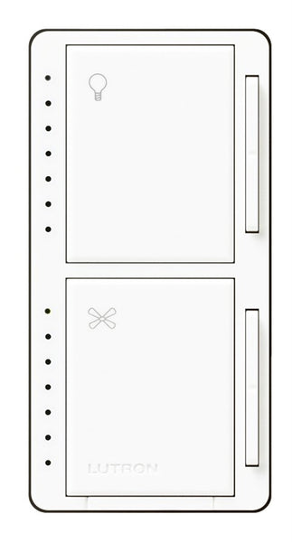 Lutron MACL-LFQH-WH Fan Control and Light Dimmer, 1 -Pole, 120 VAC, 60 Hz, White