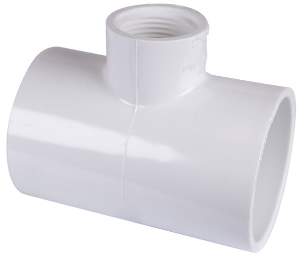 LASCO 402249BC Reducing Pipe Tee, 2 x 1 in, Slip x FIP, PVC, SCH 40 Schedule