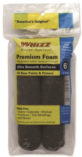 WHIZZ 54064 Paint Roller Cover, 1/4 in Thick Nap, 6 in L, Foam Cover