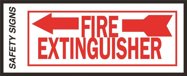HY-KO FE-2L Safety Sign, Fire Extinguisher Left Arrow, Red Legend, Vinyl, 10 in W x 4 in H Dimensions