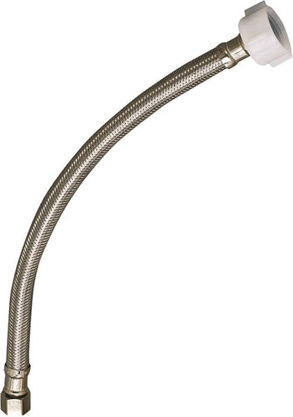 Plumb Pak EZ Series PP23845 Toilet Supply Tube, 1/2 in Inlet, Compression Inlet, 7/8 in Outlet, Ballcock Outlet, 20 in L