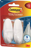 Command 17081B Designer Hook, 5/8 in Opening, 3 lb, 2-Hook, Plastic, White