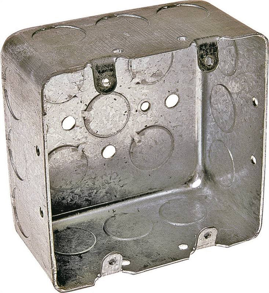 RACO 680 Switch Box, 2 -Gang, 2 -Outlet, 17 -Knockout, 1/2 in Knockout, Steel, Gray, Galvanized, Screw Mounting