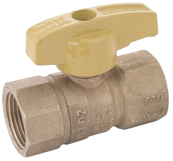 BrassCraft PSBV503-12 Gas Ball Valve, 3/4 in Connection, Flared, 5 psi Pressure, Brass Body