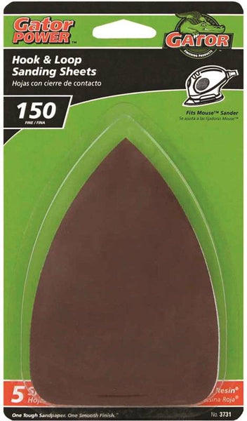 Gator 3731 Sanding Sheet, 3-1/2 in W, 5 in L, 150 Grit, Fine, Aluminum Oxide Abrasive, Paper Backing