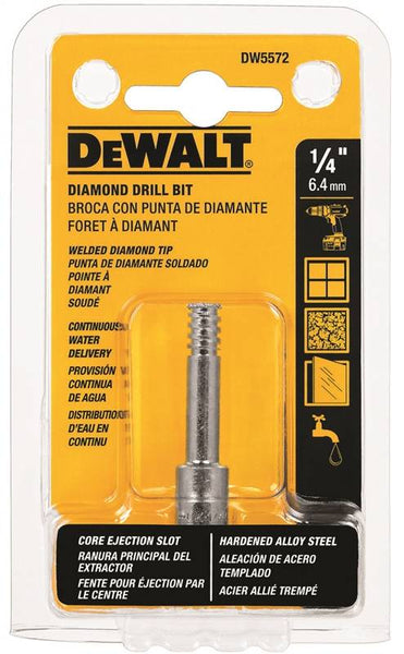 DeWALT DW5572 Drill Bit, 1-4 in Dia, 2-1-4 in OAL, Masonry Bit, Spiral Flute, 3-8 in Dia Shank, Round Shank