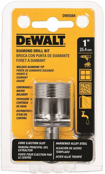 DeWALT DW5584 Drill Bit, 1 in Dia, 2-1/4 in OAL, Spiral Flute, 3/8 in Dia Shank, Round Shank