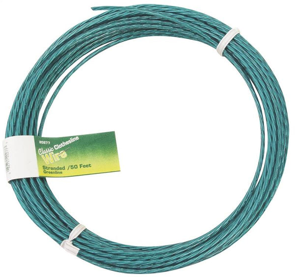MIDWEST FASTENER 11823 Multi-Stranded Clothesline, 50 ft L, Steel, Green
