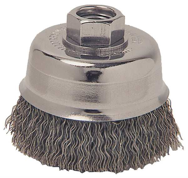 Weiler 36031 Wire Cup Brush, 3 in Dia, 5-8-11 Arbor-Shank