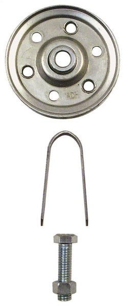 Prime-Line GD 52109 Pulley with Strap and Axle Bolt, 3 in Dia, 5/16 in Dia Bore, Galvanized Steel