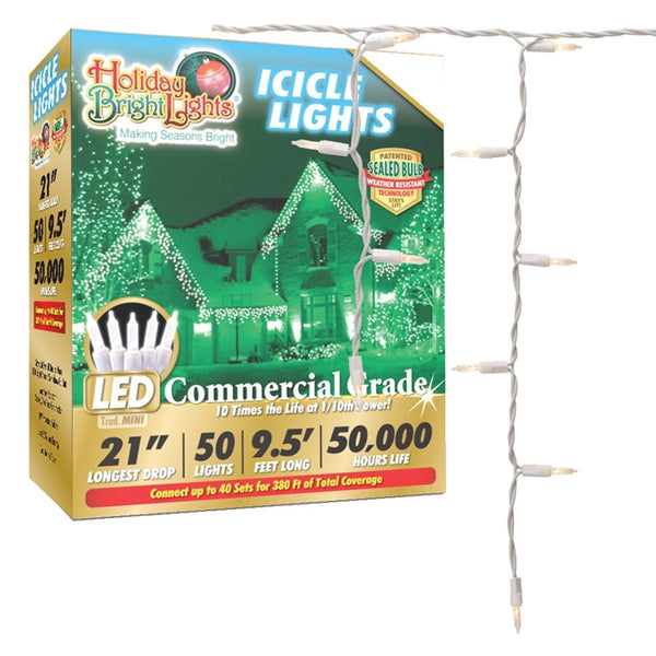 Holiday Bright Lights LEDBX-T570IC-WW Icicle Light Set, 70 -Lamp, LED Lamp, Warm White Light, 9-1-2 ft L