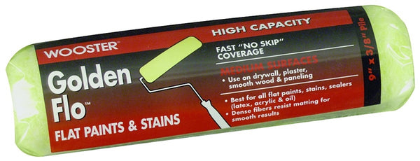 WOOSTER RR660-9 Paint Roller Cover, 3/8 in Thick Nap, 9 in L, Dense Fabric Cover, Yellow