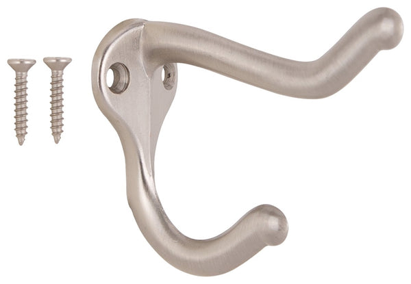 ProSource H62-B073 Coat and Hat Hook, Zinc, Satin Nickel