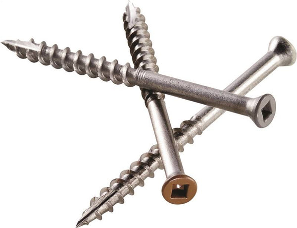 Simpson Strong-Tie S07C162FBP Deck Screw, #7 Thread, 1-5/8 in L, Coarse Thread, Trim Head, Square Drive, Type 17 Point