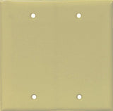 Eaton Cooper Wiring PJ23V Wallplate, 4.95 in L, 4.88 in W, 2 -Gang, Polycarbonate, Ivory, High-Gloss