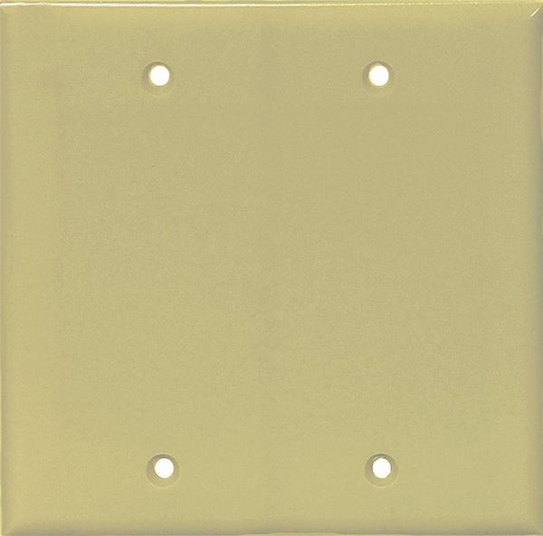 Eaton Cooper Wiring PJ23V Wallplate, 4.95 in L, 4.88 in W, 2 -Gang, Polycarbonate, Ivory, High-Gloss