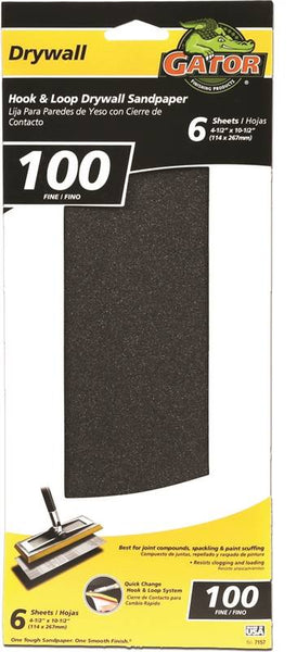 Gator 7157 Sandpaper, 10-1/2 in L, 4-1/2 in W, 100 Grit, Medium, Silicone Carbide Abrasive