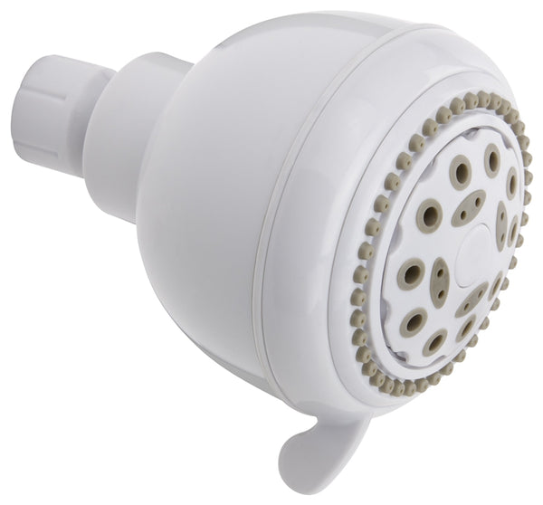 Plumb Pak K701WH Shower Head, Round, 1.8 gpm, 5-Spray Function, 3.35 in Dia