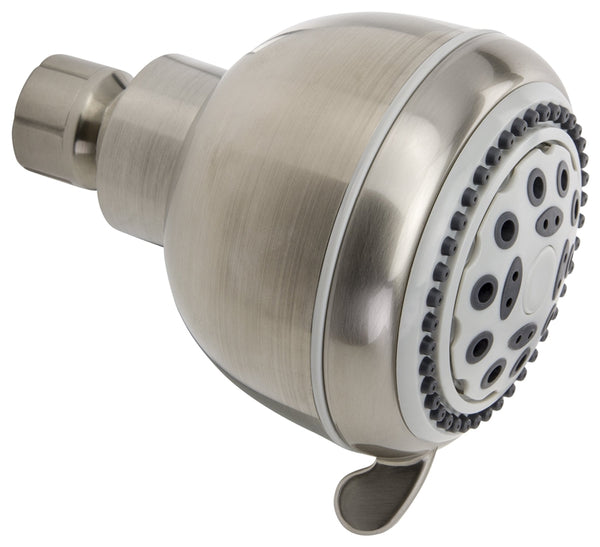 Plumb Pak K701BN Shower Head, Round, 1.8 gpm, 5-Spray Function, Brushed Nickel, 3.35 in Dia