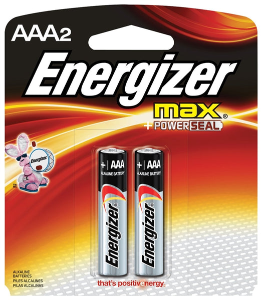 Energizer E92BP-2 Battery, 1.5 V Battery, 1250 mAh, AAA Battery, Alkaline, Manganese Dioxide, Zinc