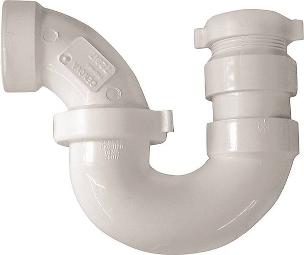 CANPLAS 193221A P-Trap, 1-1/4 x 1-1/2 in, Hub x Slip, PVC, White