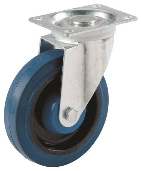 Shepherd Hardware 9260 Swivel Caster, 4 in Dia Wheel, 1 in W Wheel, Rubber Wheel, Blue, 265 lb