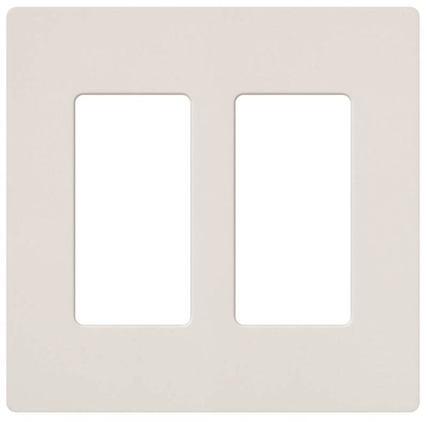 Lutron CW-2-WH Wallplate, 4.69 in L, 4-3/4 in W, 2 -Gang, Plastic, White, Gloss