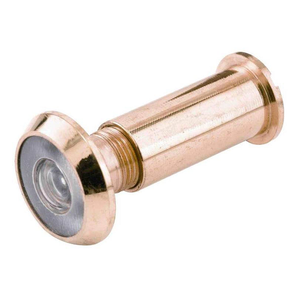 Defender Security U9893 Door Viewer, 180 deg Viewing, 1-3-8 to 2-1-8 in Thick Door, Solid Brass, Brass