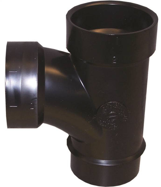 CANPLAS 105153LBC Sanitary Pipe Tee, 3 in, Spigot x Hub, ABS, Black