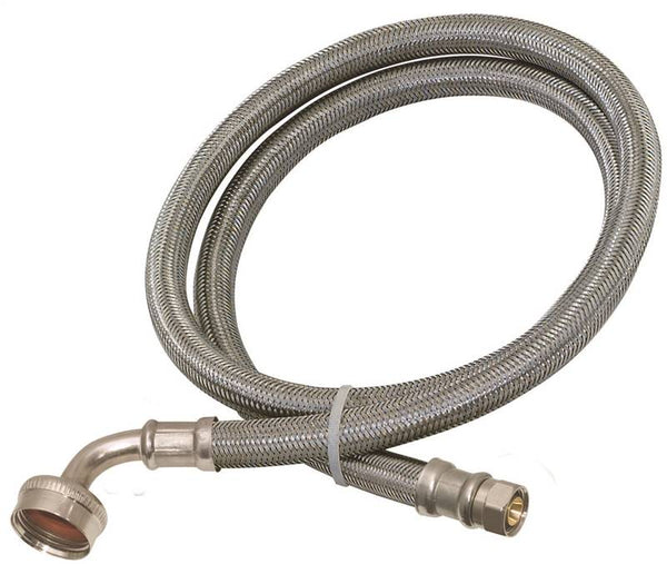 EZ-FLO 41043 Braided Dishwasher Connector Hose, 3/4 in Inlet, FHT Inlet, 3/8 in Outlet, Compression Outlet, 6 ft L