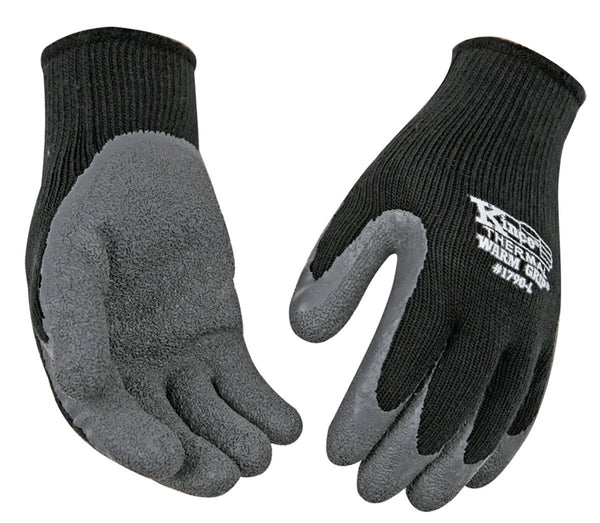 Warm Grip 1790-XL Protective Gloves, Men's, XL, 11 in L, Wing Thumb, Knit Wrist Cuff, Acrylic, Black