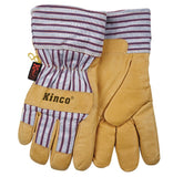 Heatkeep 1927-L Protective Gloves, Men's, L, 11-1/2 in L, Wing Thumb, Easy-On Cuff, Pigskin Leather, Palomino