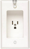 Leviton 103-00688-00W Clock Hanger Receptacle, 2 -Pole, 125 V, 15 A, NEMA: NEMA 5-15R, White