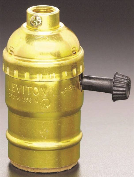 Leviton 7090-PG Lamp Holder, 250 V, 250 W, Phenolic Housing Material, Brass