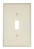 Leviton 80501-T Wallplate, 4-7/8 in L, 3-1/8 in W, 1 -Gang, Plastic, Light Almond