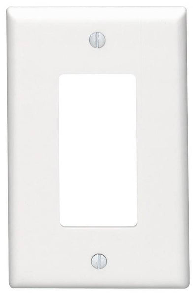 Decora 80601-W Wallplate, 4.88 in L, 3.13 in W, 1 -Gang, Thermoset Plastic, White, Smooth