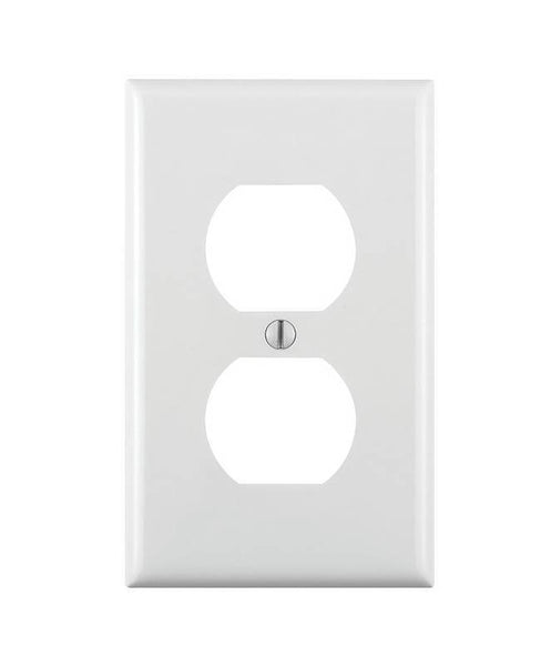 Leviton 80703-W Receptacle Wallplate, 4-1/2 in L, 2-3/4 in W, 1 -Gang, Nylon, White, Smooth, Flush Mounting